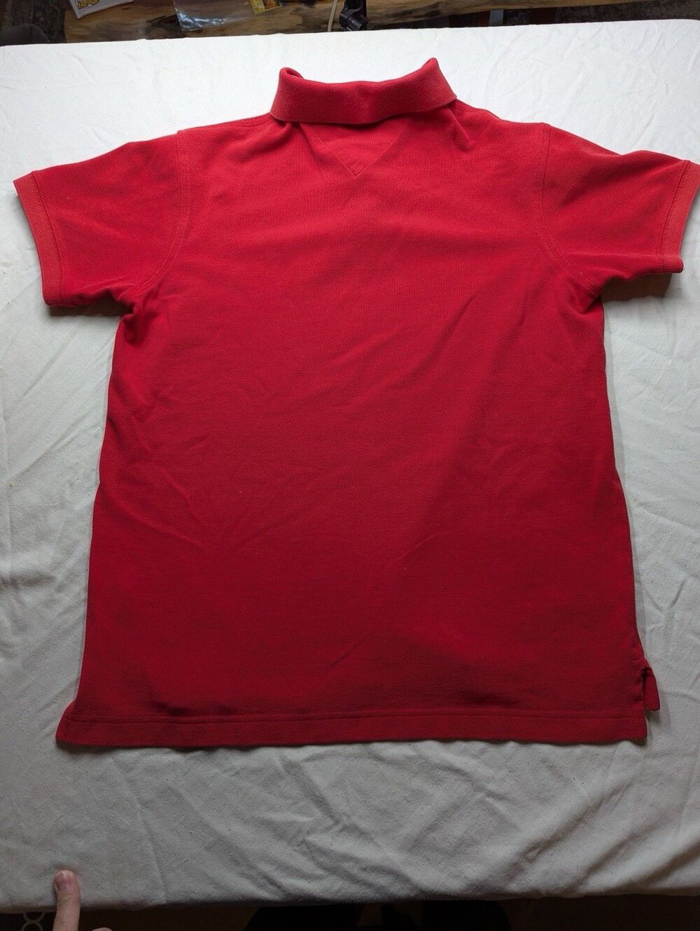 Vintage Tommy Hilfiger Polo Shirt Mens M Red 100% Cotton Flag Logo 90s - Picture 3 of 7